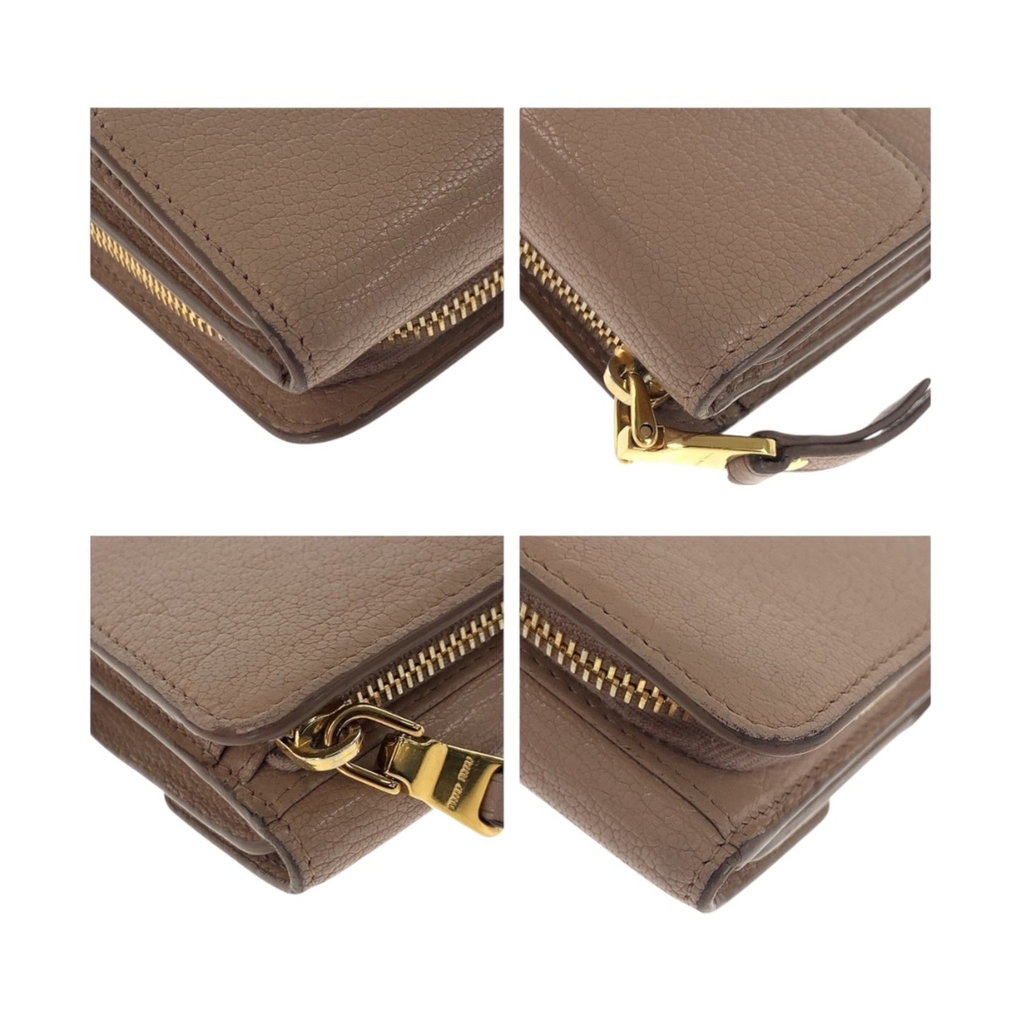 Miu Miu Miu Ribbon Pink Gold Hardware Leather Folding Wallet Compact