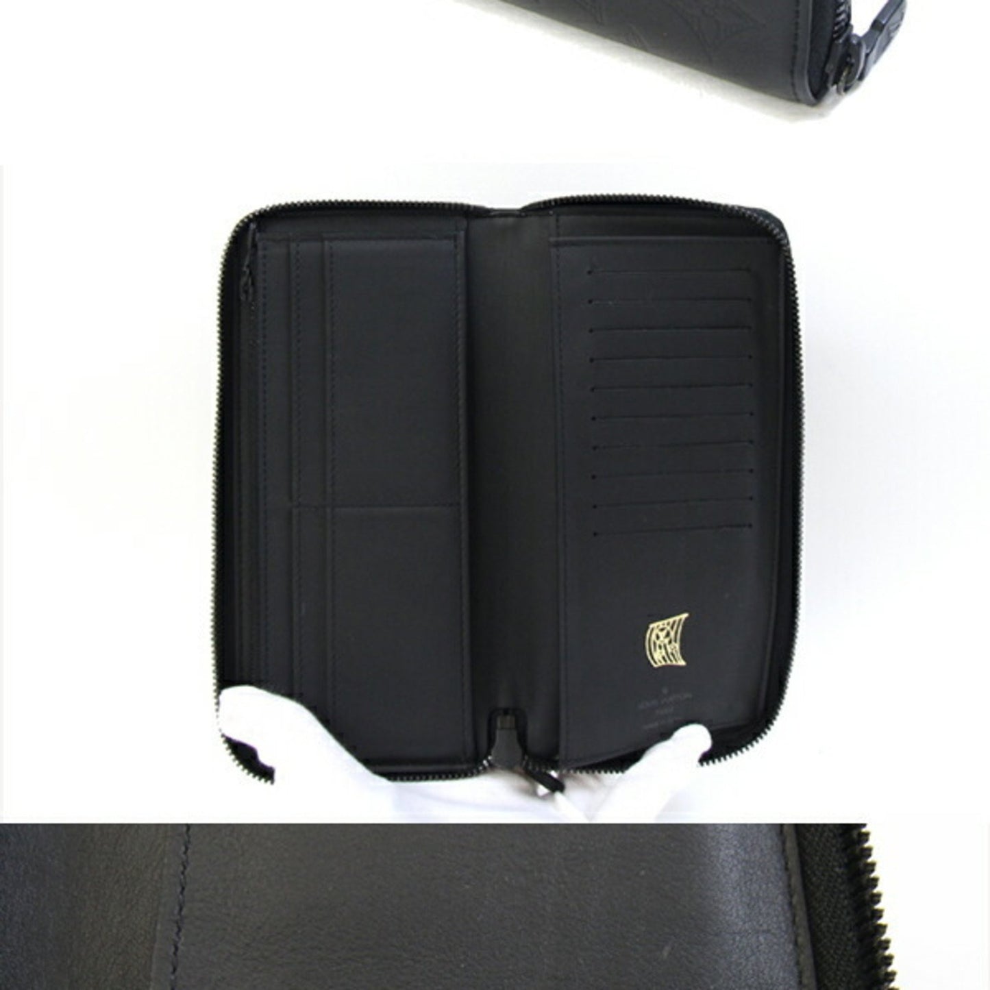 Louis Vuitton Round Long Wallet Monogram Shadow Zippy Vertical M62902 Noir Zip Black