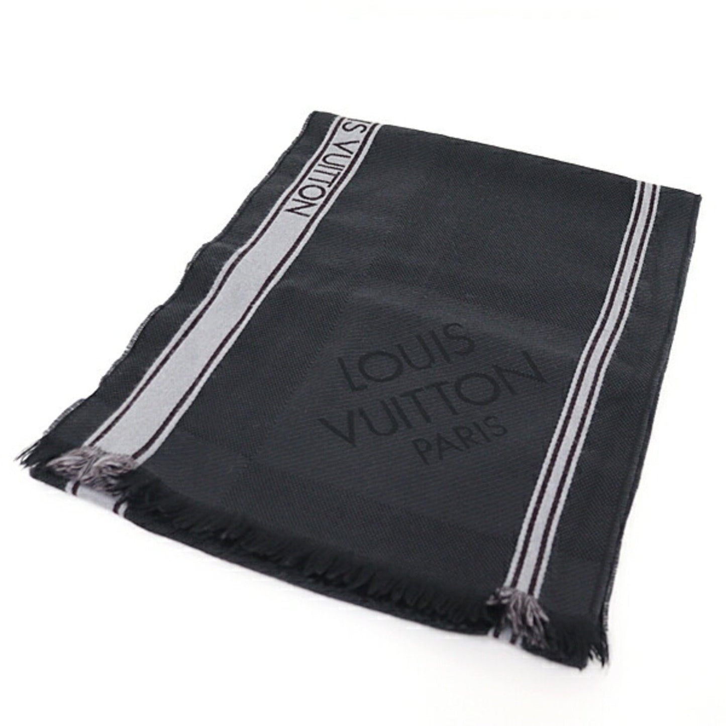 Louis Vuitton Echarpe Messager Damier Geant Scarf Dark Grey 100% Wool M72685