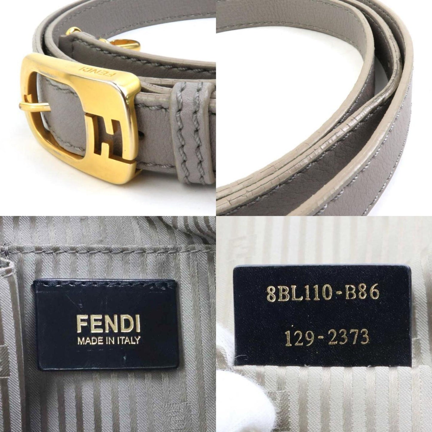 Fendi Handbag Shoulder Bag Chameleon Leather Grey Off-White Gold