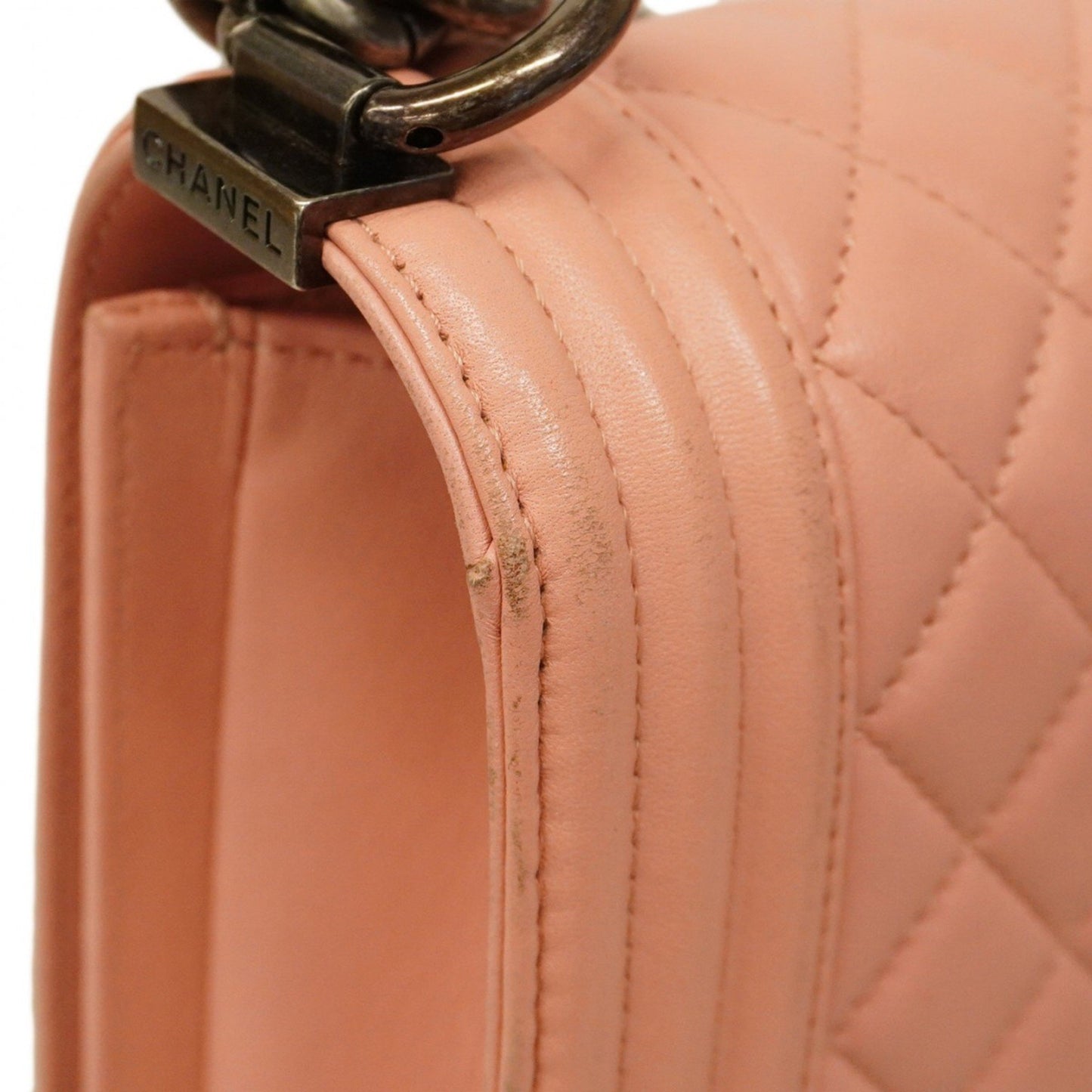 Chanel Shoulder Bag Boy Chain Lambskin Pink