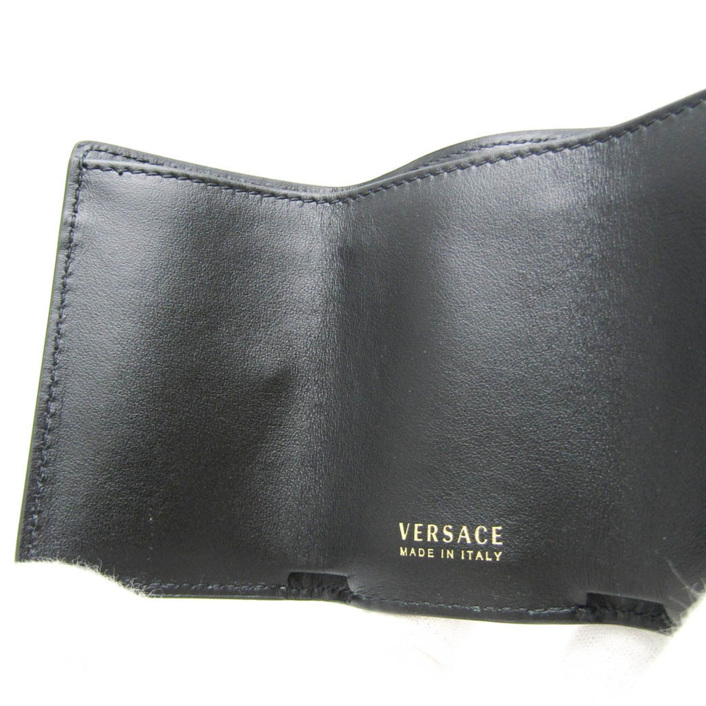 Versace All-Over Pattern Women'S Leather Wallet (Tri-Fold) Black