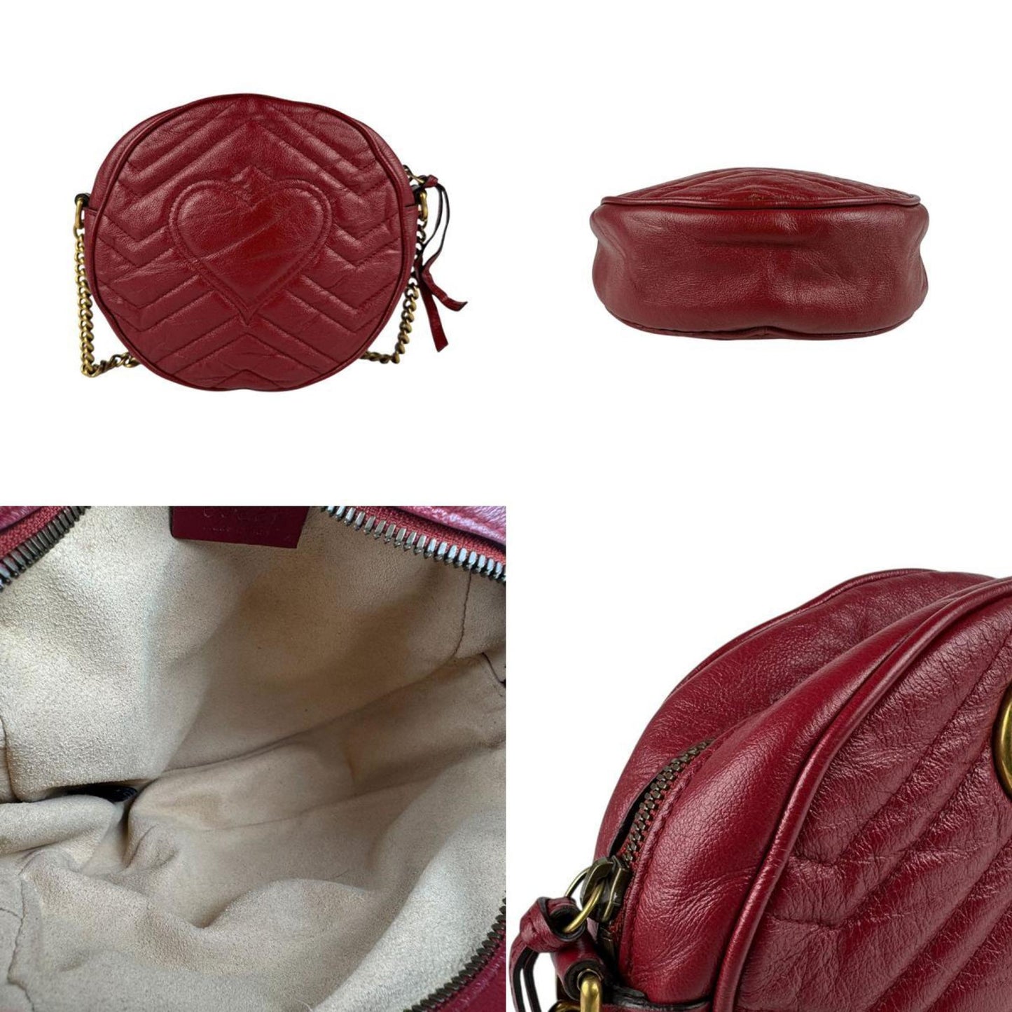 Gucci Shoulder Bag Gg Marmont Leather Red
