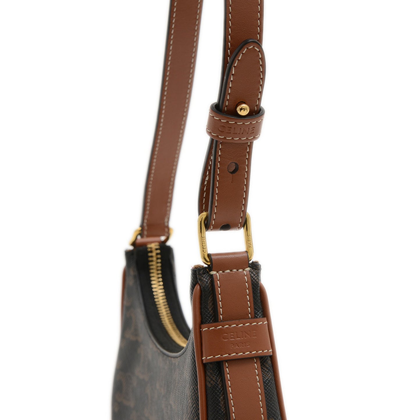 Celine Triomphe Ava Mini Handbag Pouch Tan Black