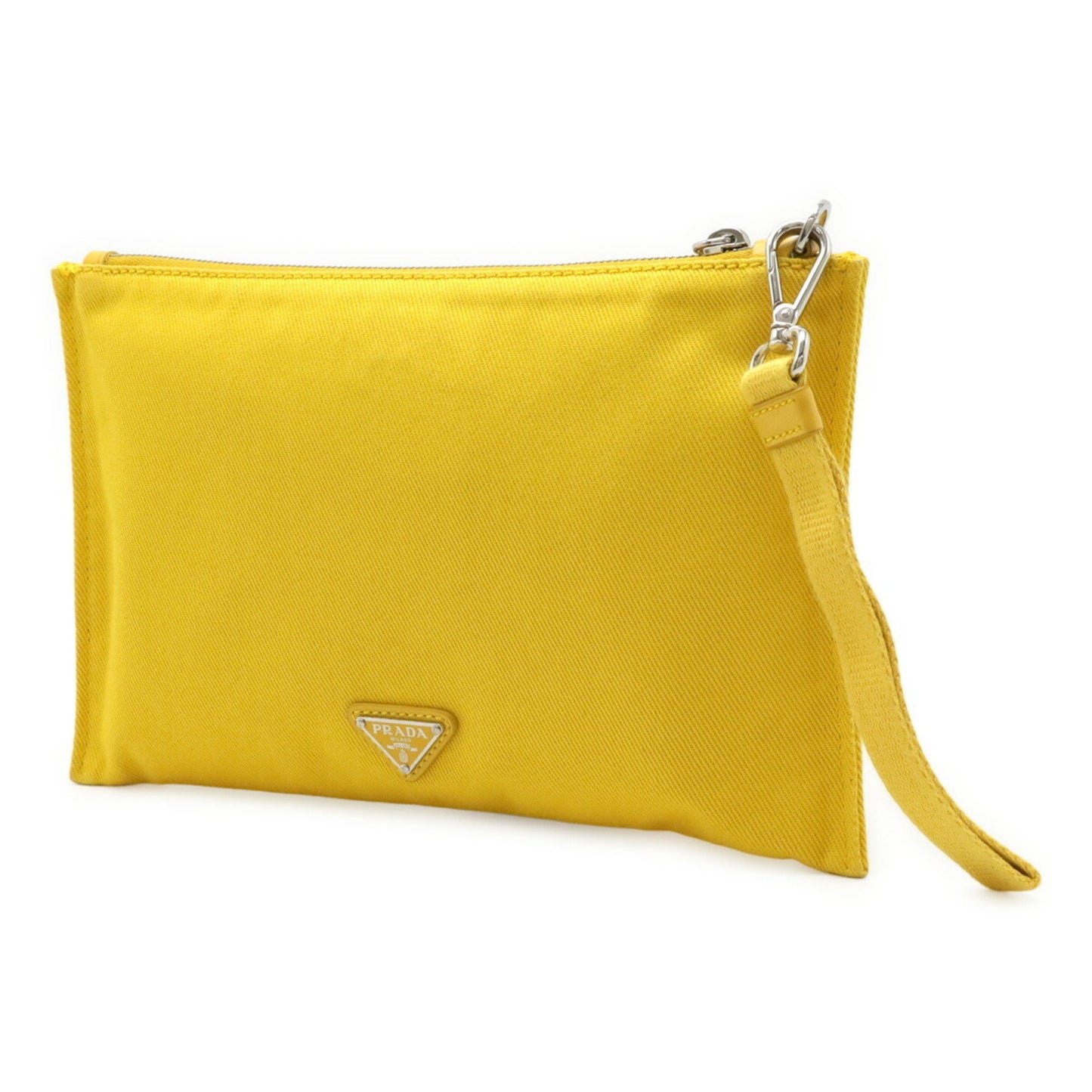 Prada Prada Embossed Clutch Bag/Second Bag/Pouch Canvas Leather Yellow
