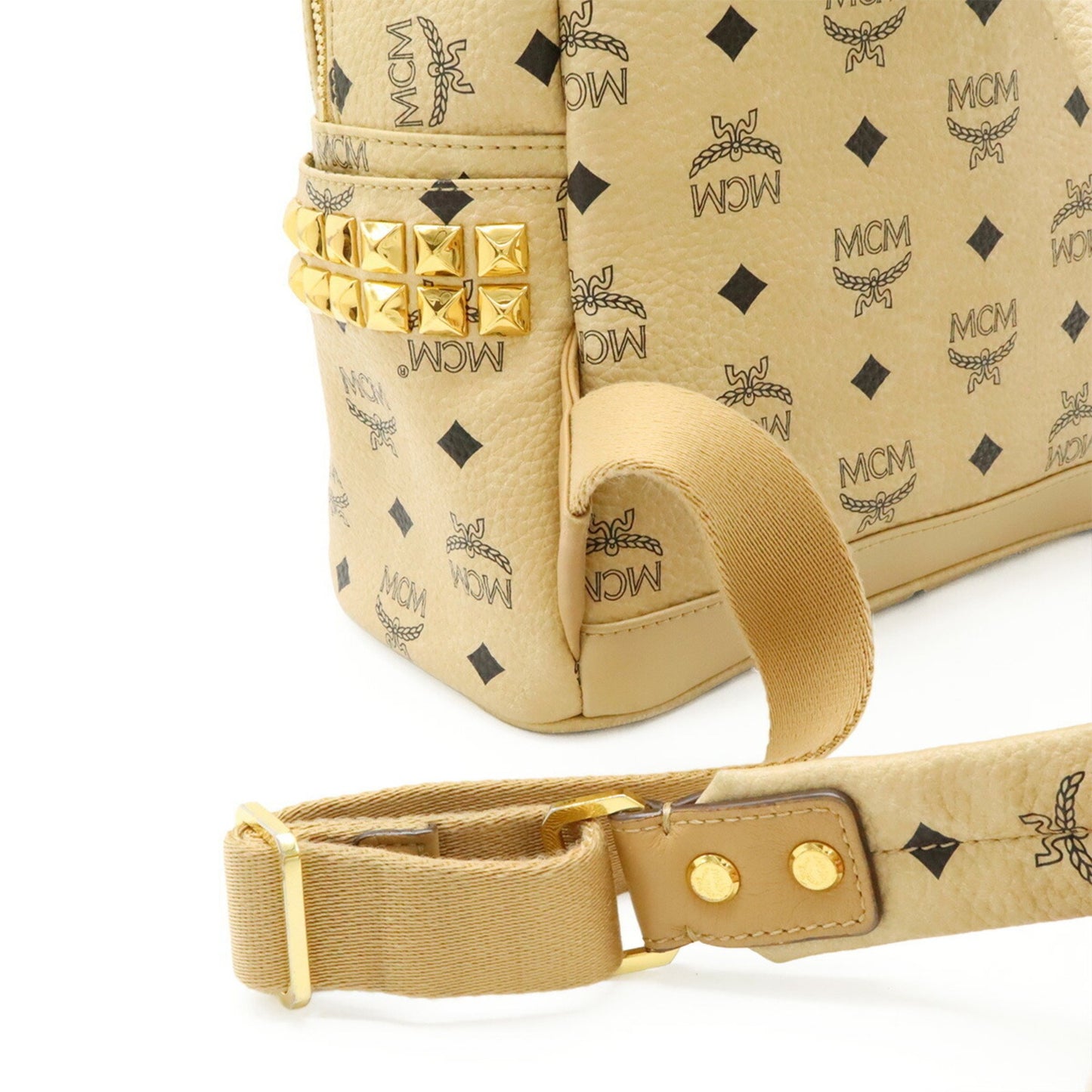 Mcm Visetos Glam Backpack In Light Beige