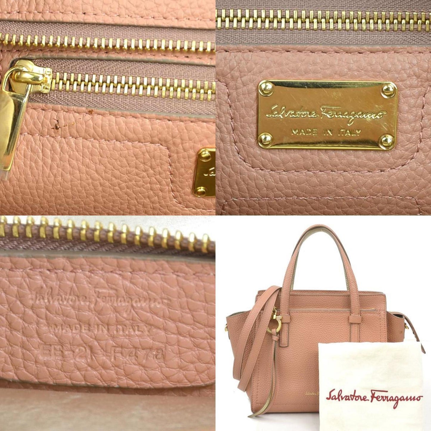 Salvatore Ferragamo Handbag Shoulder Bag Gancini Leather Coral Pink