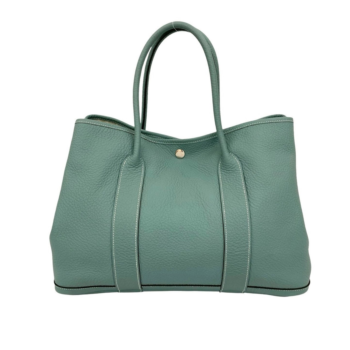 ?P Engraved Hermes Garden Party Pm Negonda Leather Tote Bag/Handbag In Light Blue