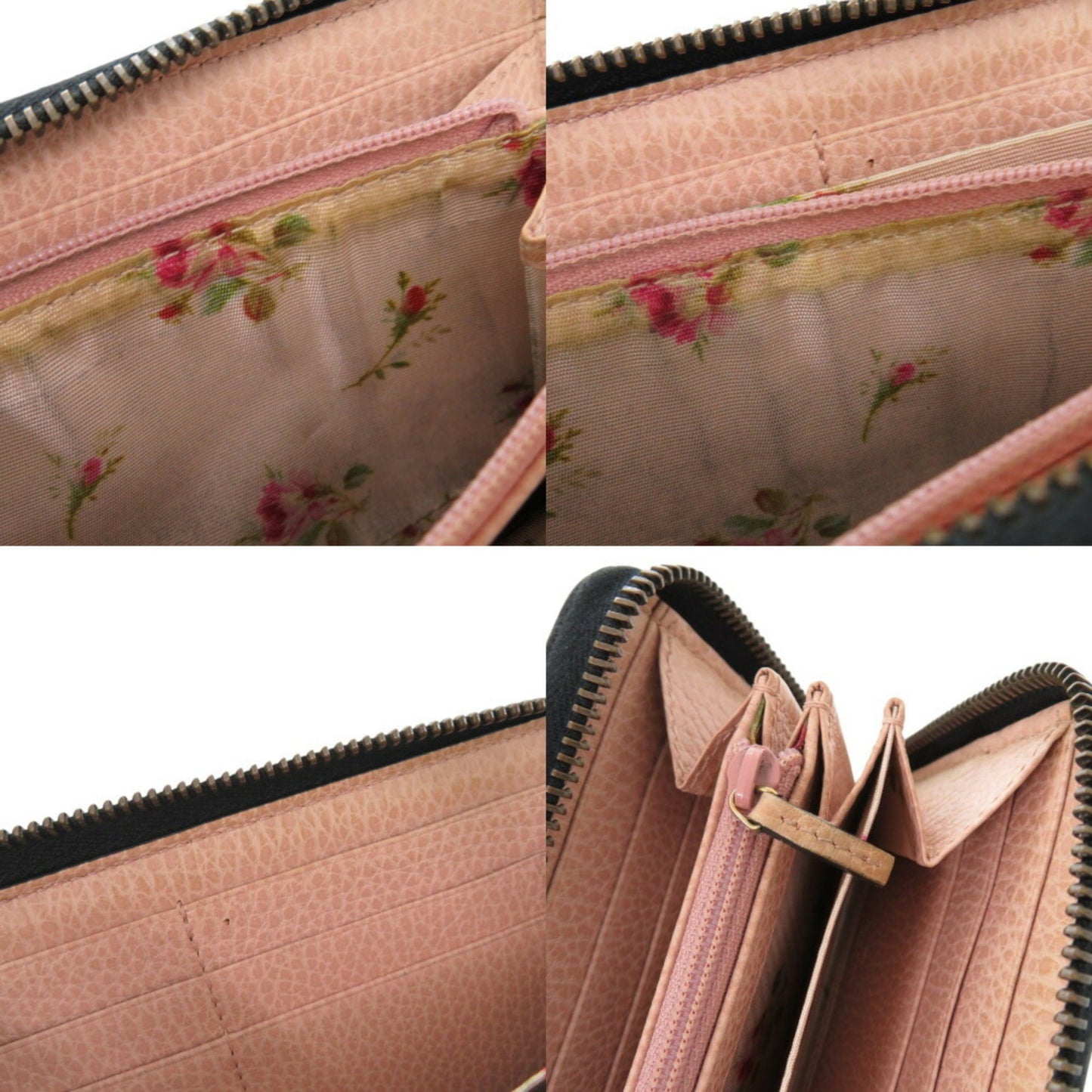 Gucci Gg Marmont Ribbon 524291 Leather Black Round Long Wallet 0811Gucci