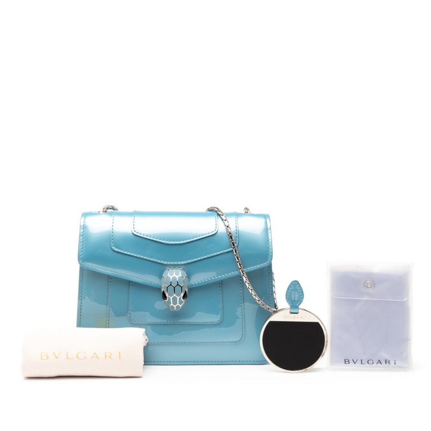 Bvlgari Serpenti Forever Chain Shoulder Bag In Blue Leather