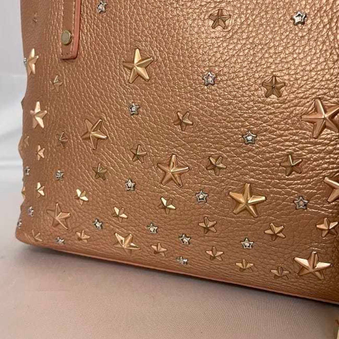 Jimmy Choo Tote Bag Sasha S Ec-22979 Pink Gold Leather Jimmy Choo Star Studs Mini Rhinestone