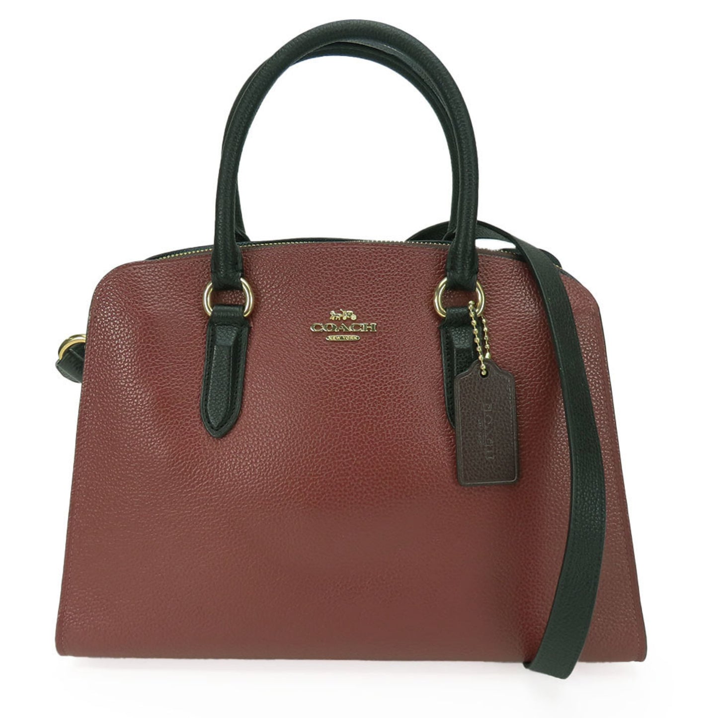 Coach Handbag Channing Carryall 76089 Leather Bordeaux Black Shoulder Bicolor
