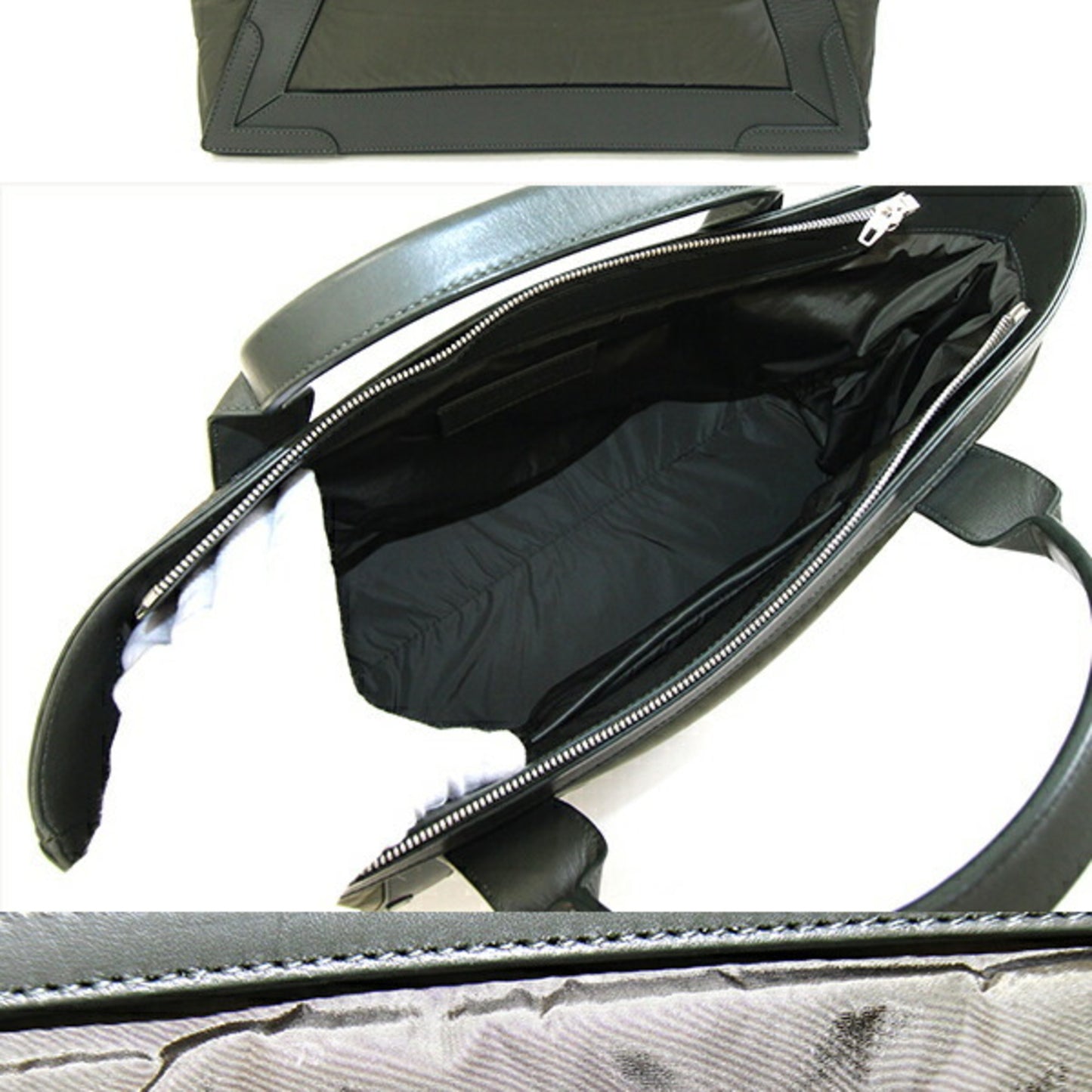 Balenciaga Handbag Navy Cabas M 363419 Khaki Nylon Leather Hand Tote