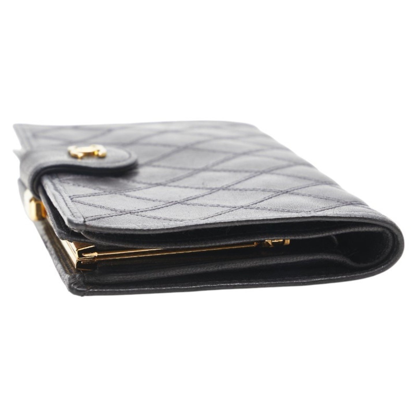 Chanel Bicolor Coco Mark Clasp Long Wallet In Black Lambskin