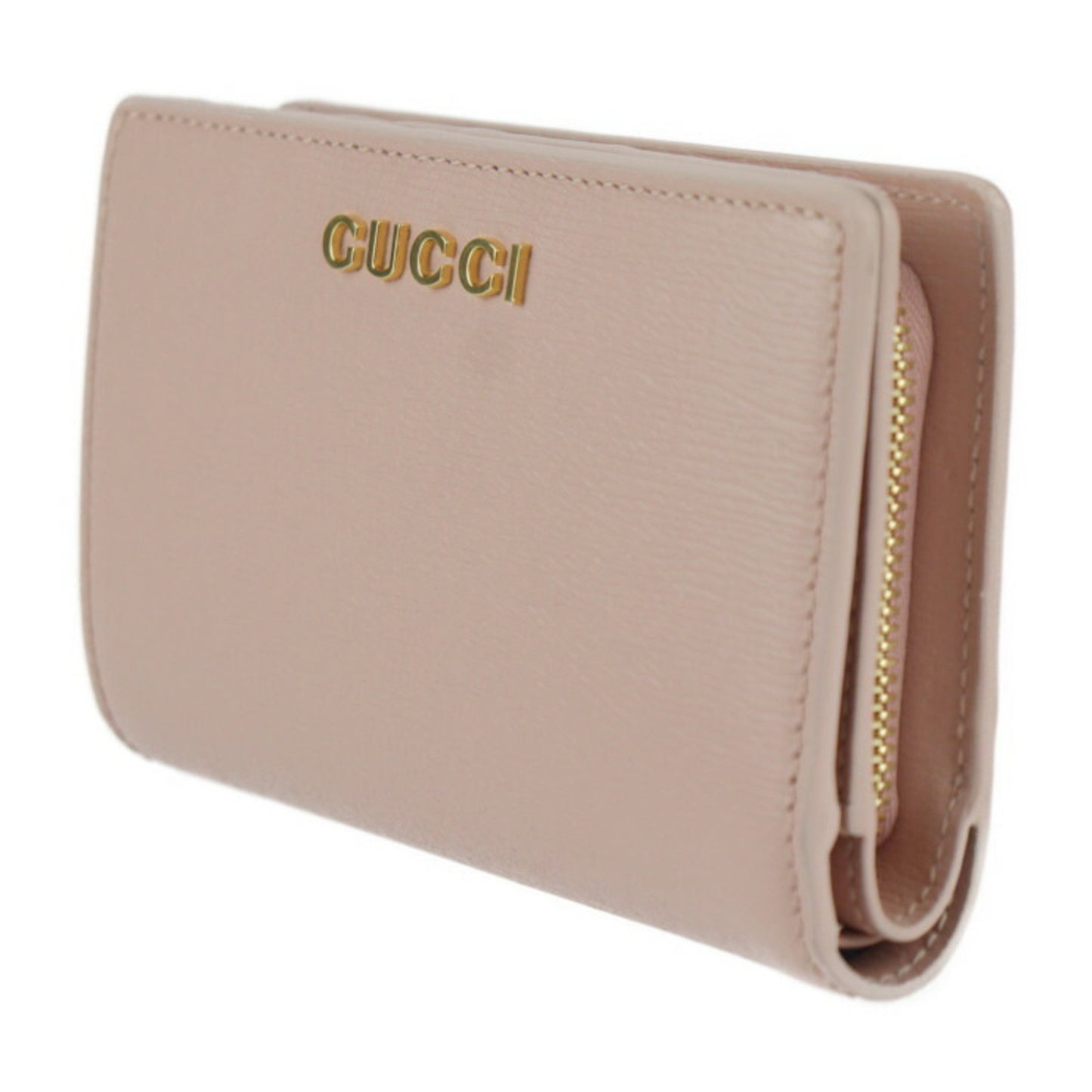 Gucci Script Zip Around Wallet Bi-Fold 772640 Leather Pink L-Shape 2411043010057R1