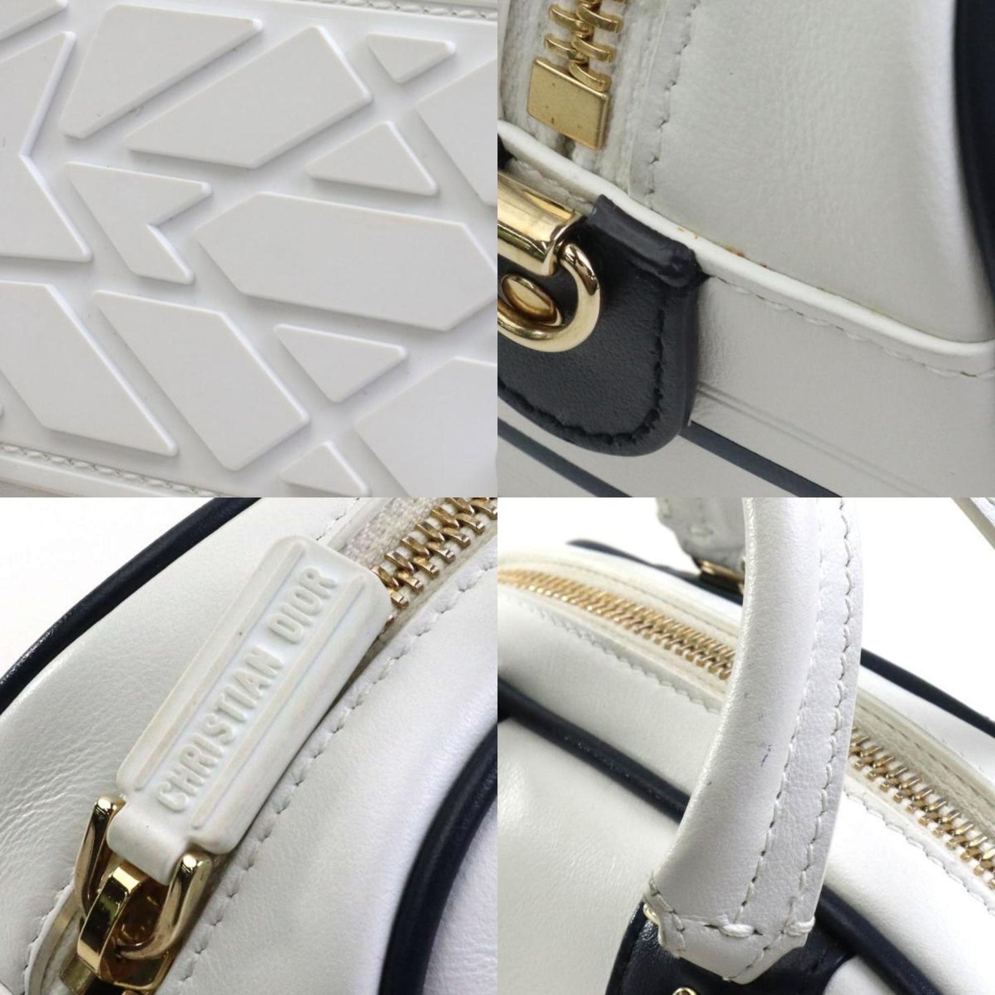 Christian Dior Shoulder Bag Vibe Small Leather White X Navy