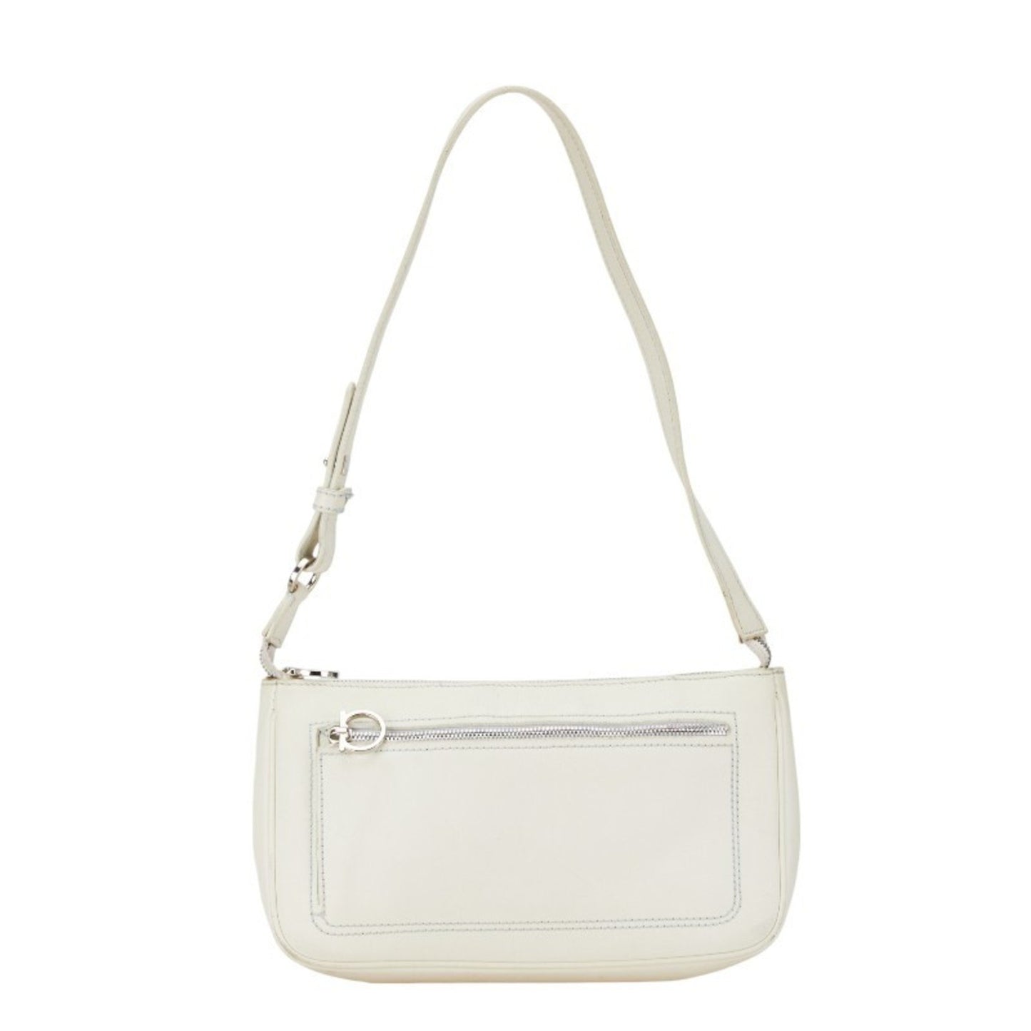 Salvatore Ferragamo Gancini Bag Pochette Au-21 4315 White Leather