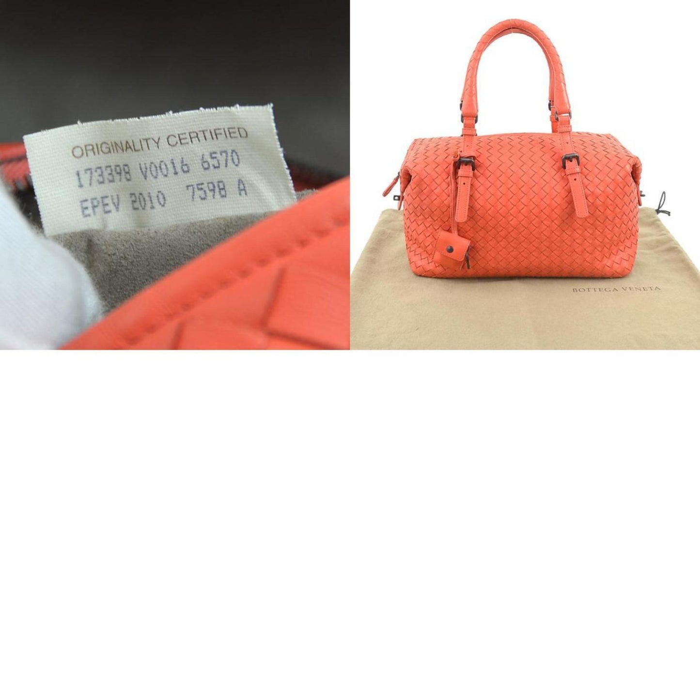 Bottega Veneta Handbag Intrecciato Leather Orange Pink
