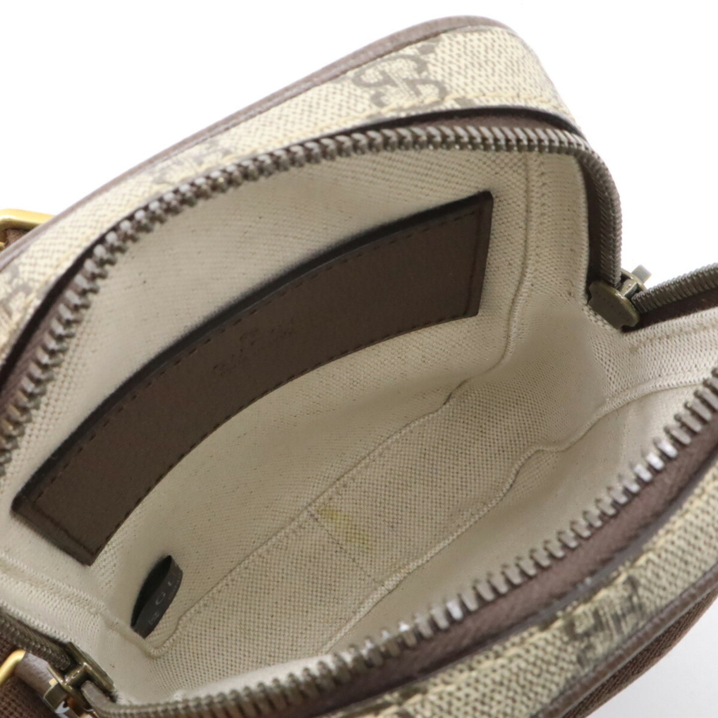 Gucci Ophidia Gg Supreme Body Bag Shoulder Sherry Line Pvc Beige Brown 752565