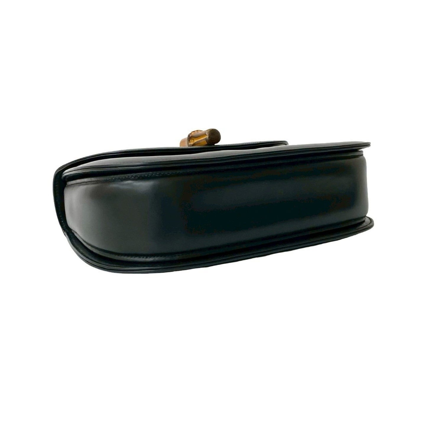 Gucci Old Gucci Bamboo Turnlock Calfskin Leather Handbag Tote Bag Black 41641
