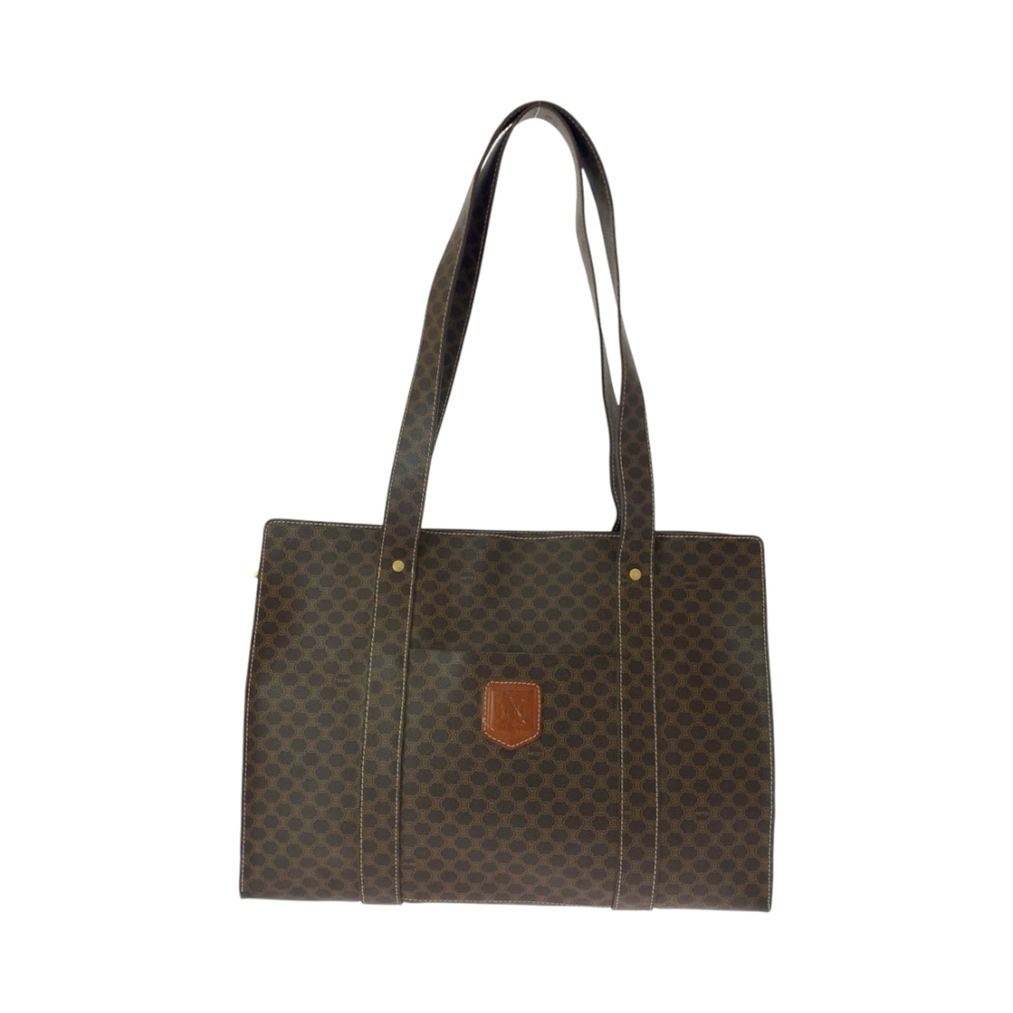 Celine Vintage Macadam Pattern Brown Gold Hardware Mc96 Tote Bag Shoulder