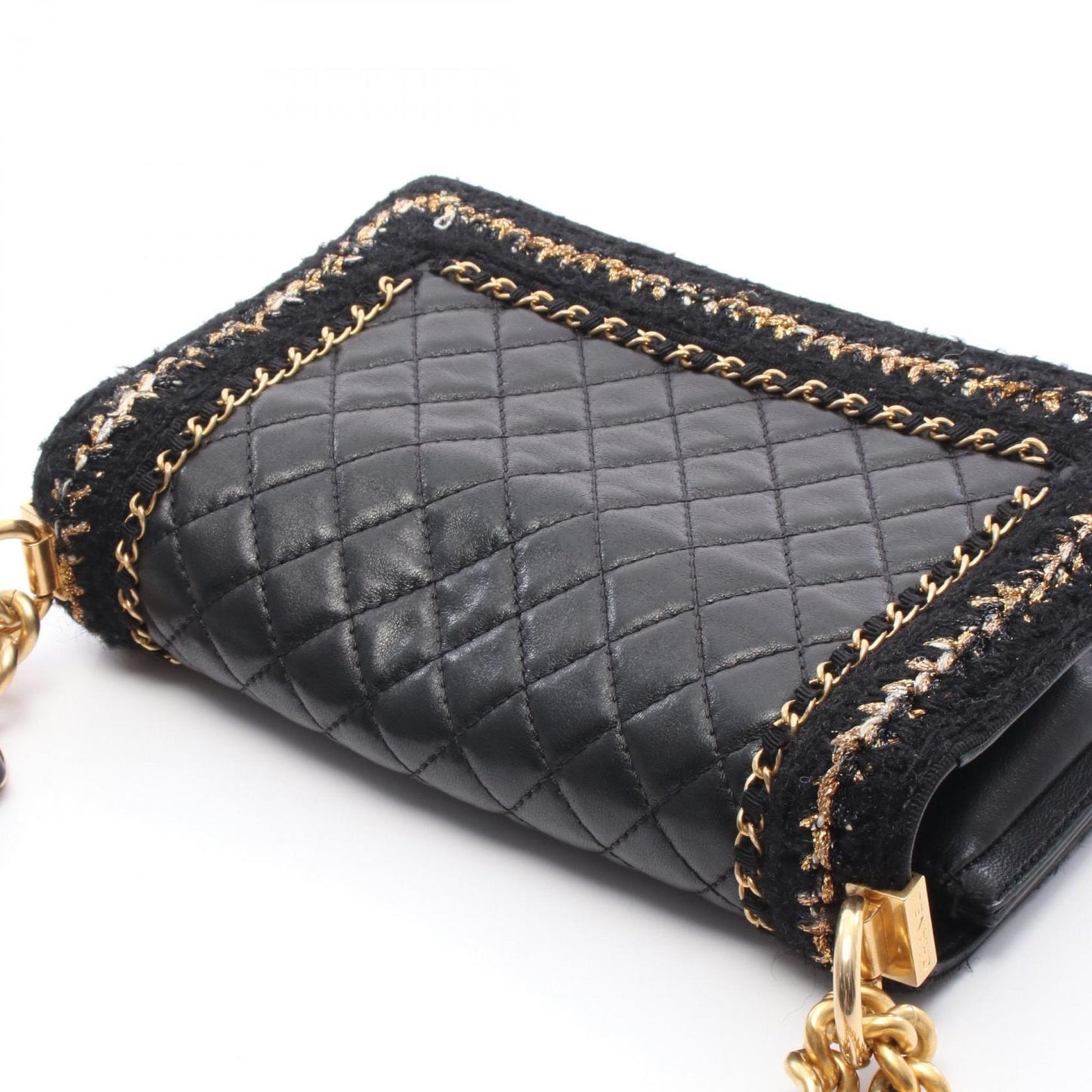 Chanel Boy Chanel Large Matelasse Shoulder Bag In Lambskin Fabric
