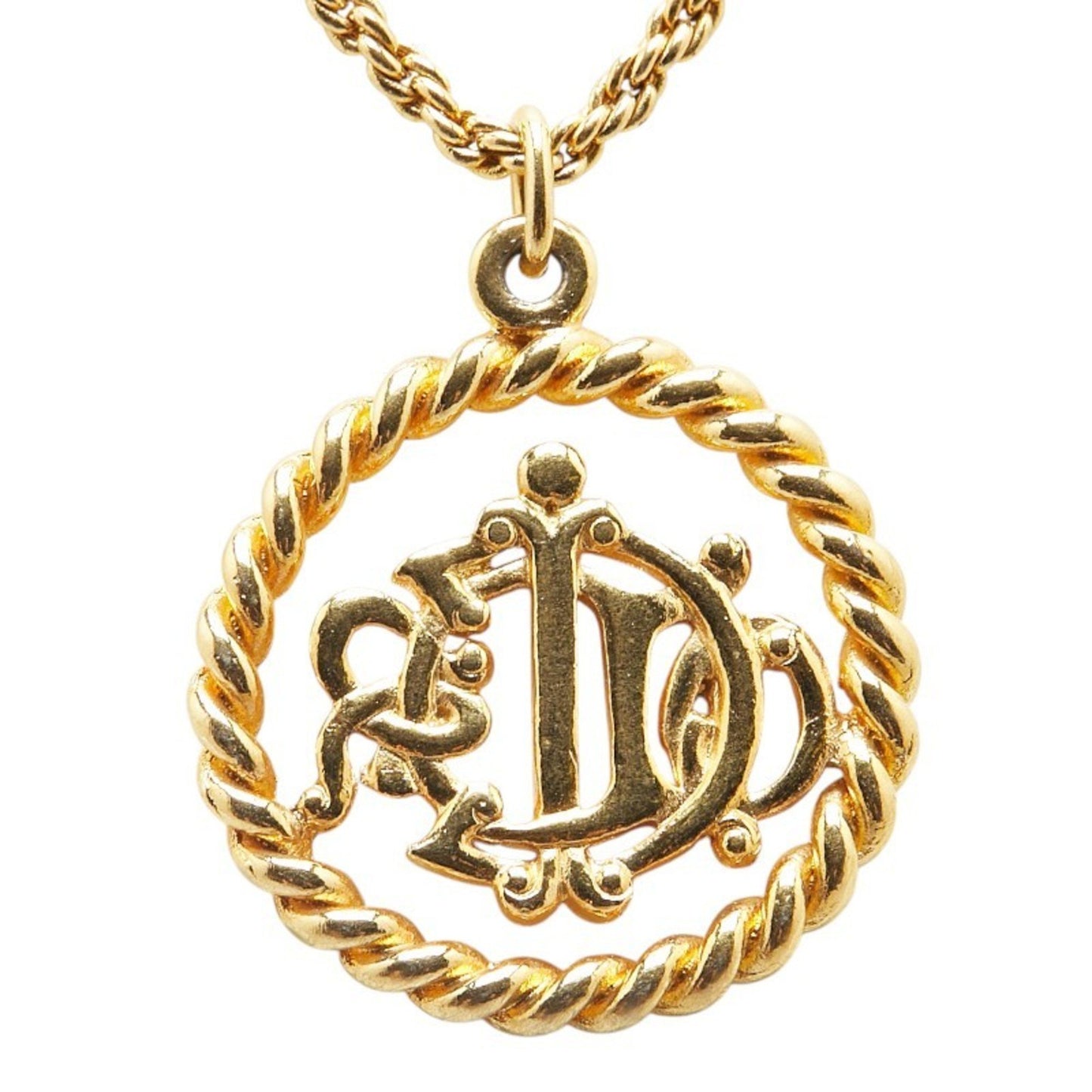 Christian Dior Dior Vintage Logo Necklace Gold Plated