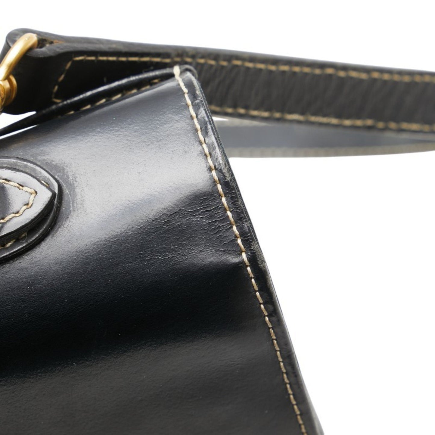 Burberry Nova Check Handbag Shoulder Bag 2Way Black Leather