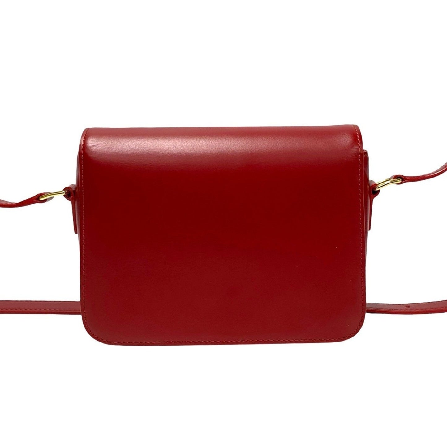 Celine Triomphe Logo Hardware Leather Mini Shoulder Bag Pochette Red 36147