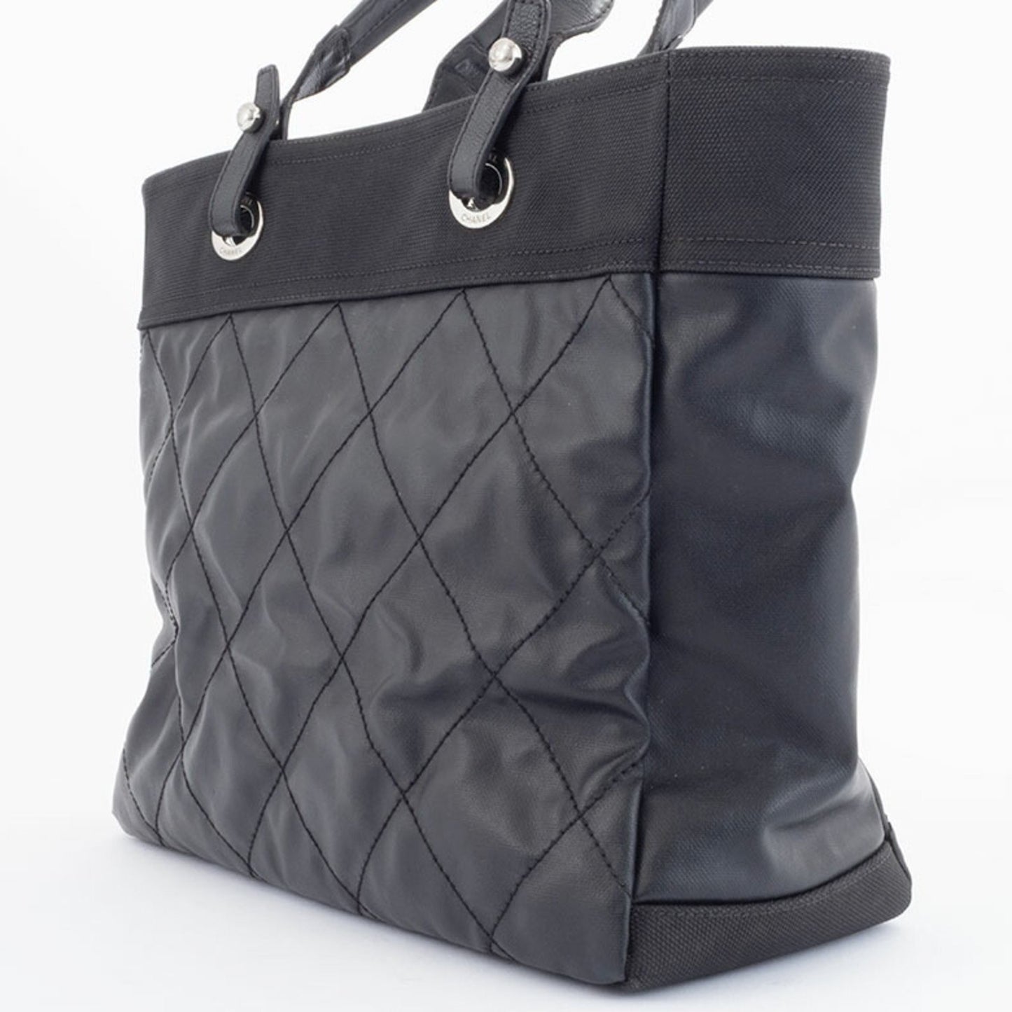 Chanel Paris Biarritz Tote Mm Bag A34209 Coated Canvas Black