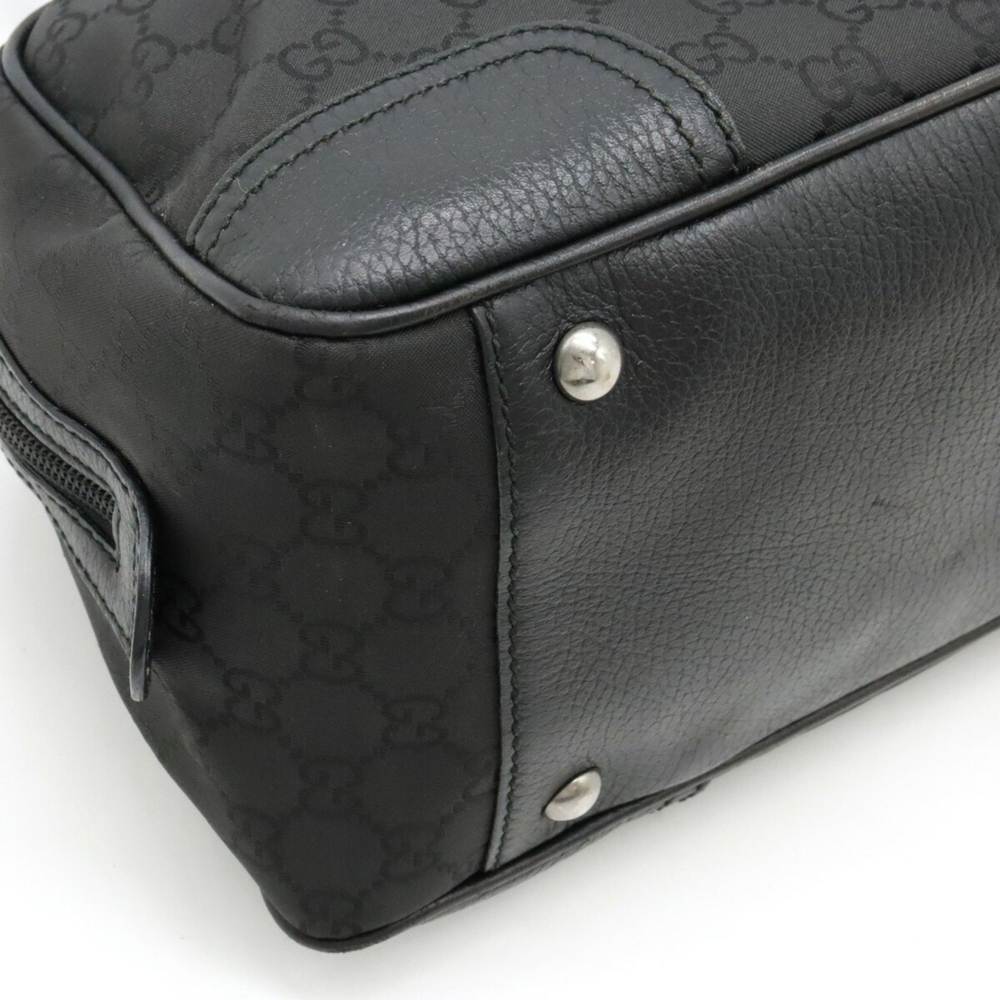 Gucci Gucci Gg Nylon Sherry Line Shoulder Bag Leather Black 293594