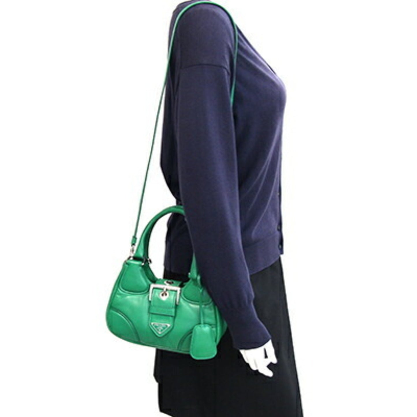 Prada Re-Edition 2002 Moon Padded Handbag 1Ba381 Green Nappa Leather Shoulder Bag