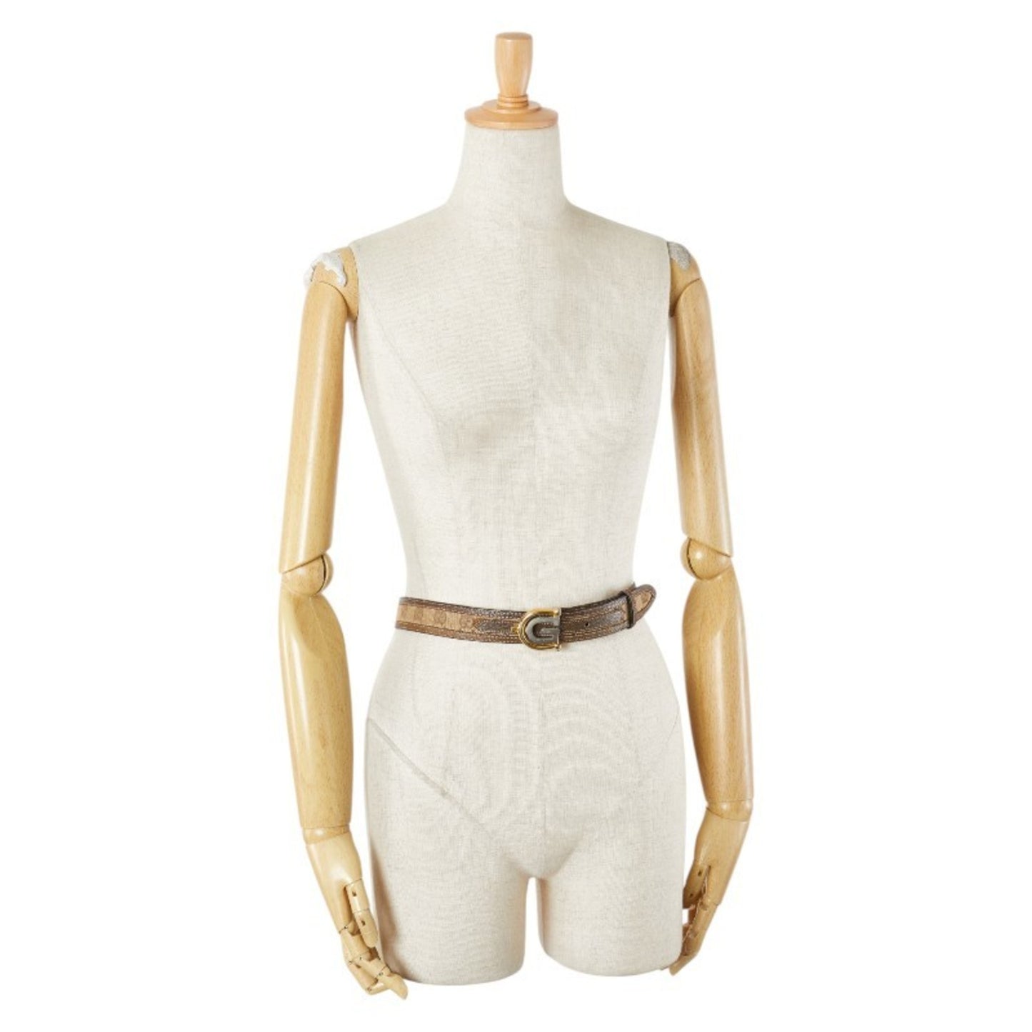 Gucci Old Belt Brown Beige Leather Canvas