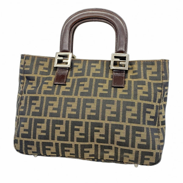 Fendi Zucca Nylon Canvas Handbag In Brown