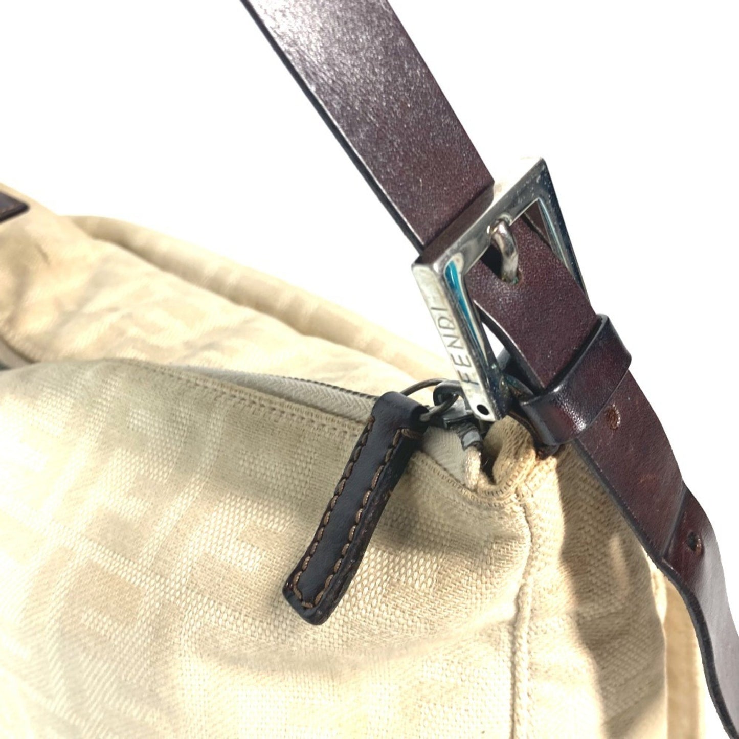 Fendi Zucca Mamma Bucket Shoulder Bag Canvas Leather
