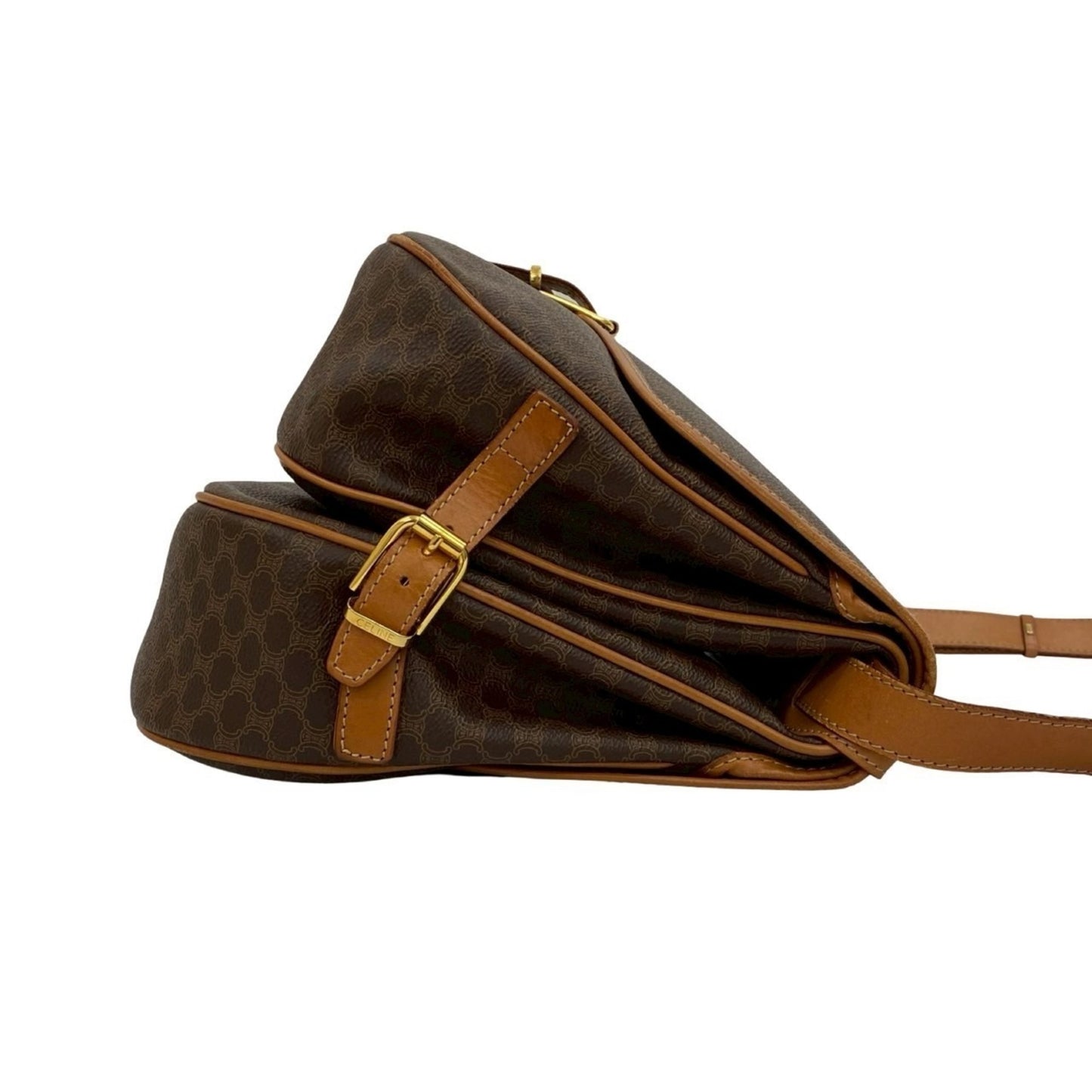 Celine Macadam Blason Pattern Leather Shoulder Bag/Sacoch/Body Bag Brown 013-5