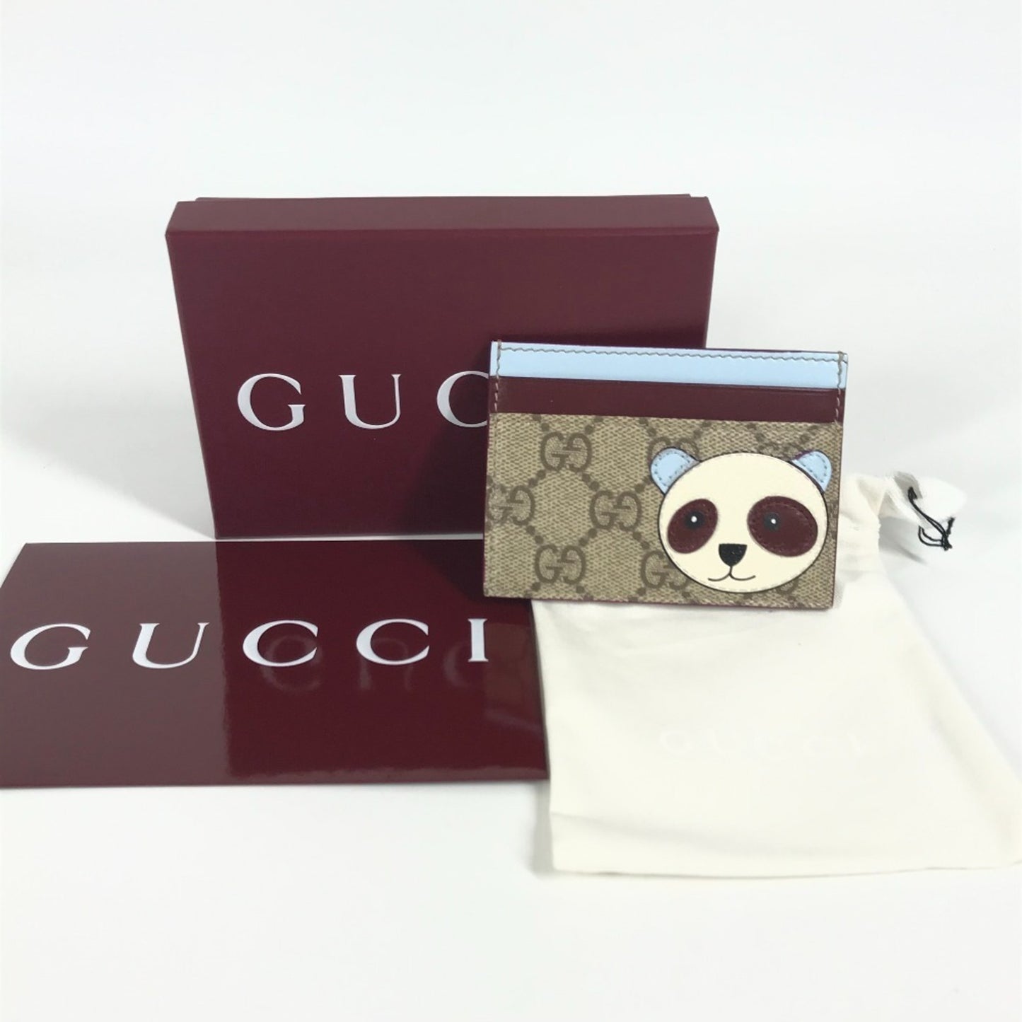 Gucci 818769 Gg Supreme Logo Panda Business Card Case/Pass Case