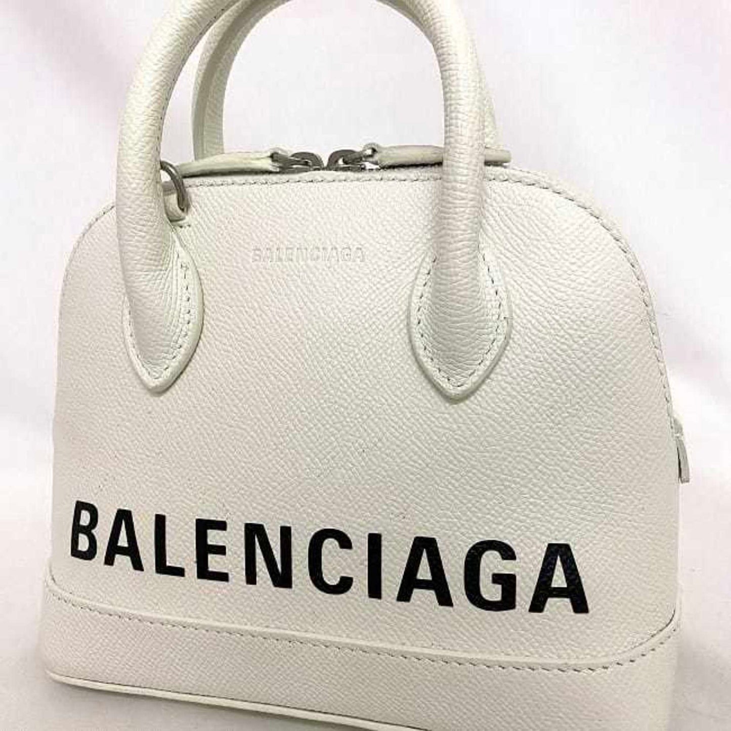 Balenciaga 2Way Bag Ville Small Xxs White Black Everyday 550646 Shoulder Handbag Leather Balenciaga