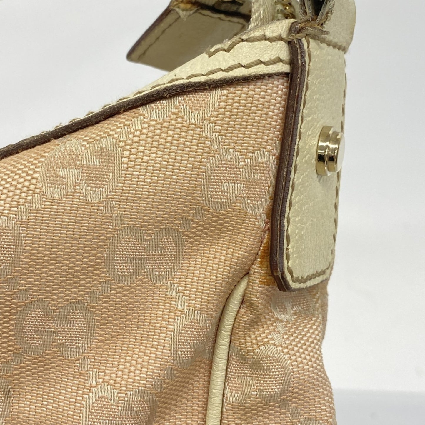 Gucci Gg Canvas Abbey Shoulder Bag 153025 Pink White Silver Champagne