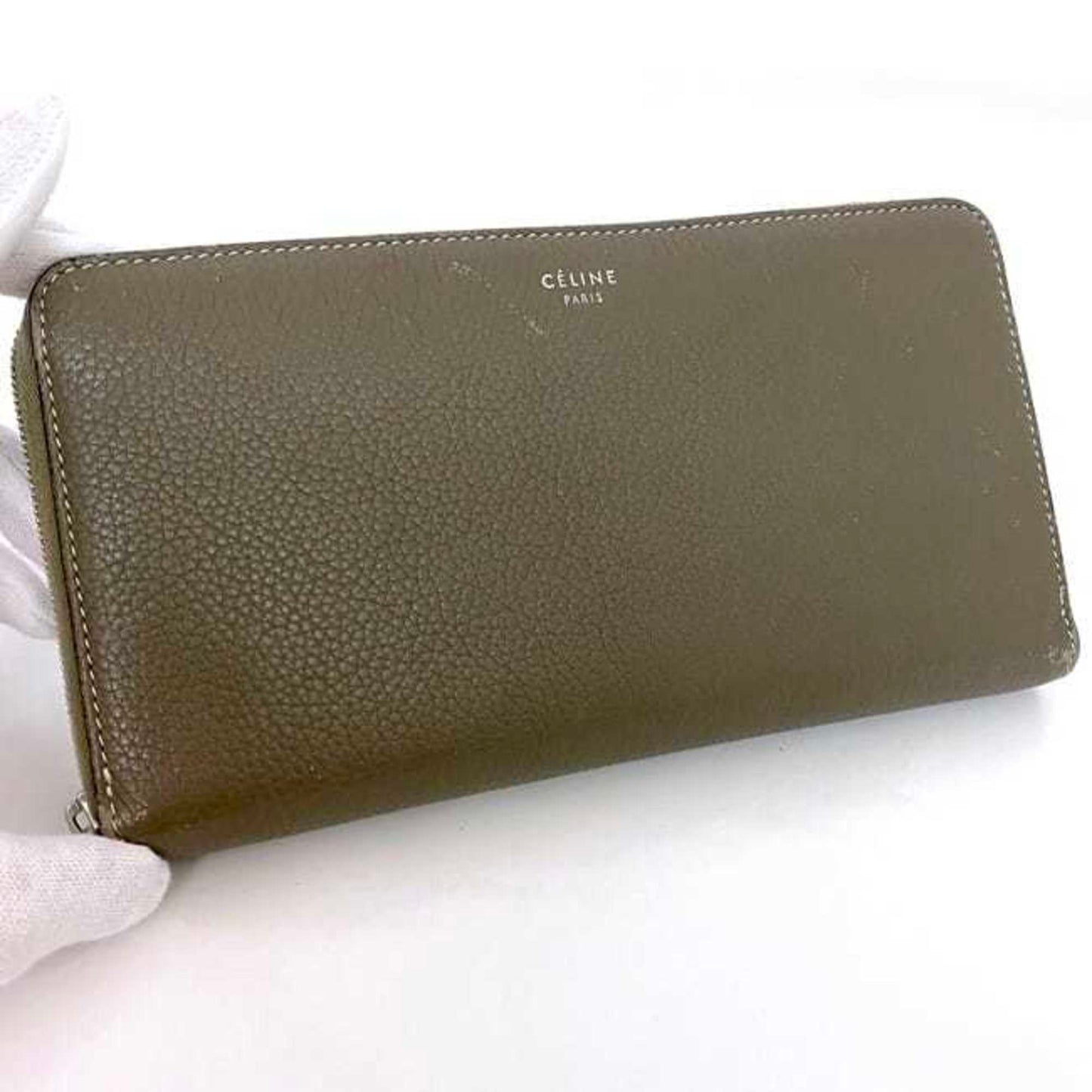 Celine Round Long Wallet Large Zipped Ec-22339 Greige 105003Afe.09So Leather W-Lm-3158 Celine