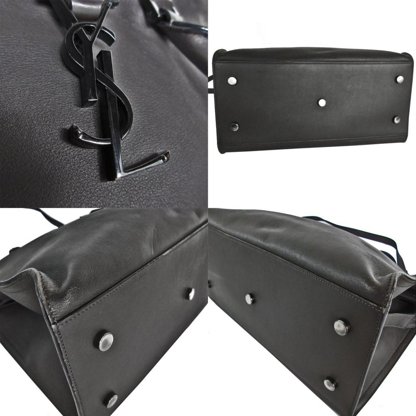 Saint Laurent Saint Laurent Handbag Shoulder Bag Baby Cabas Leather Grey