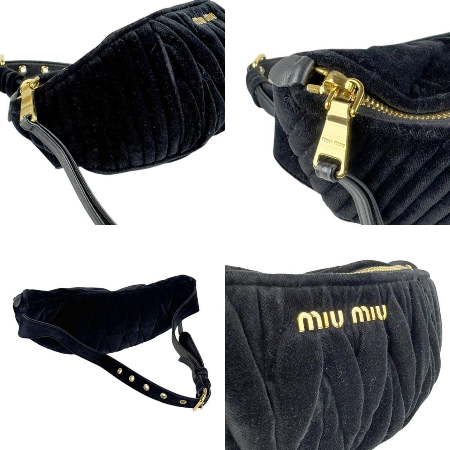 Miu Miu Miu Waist Bag In Black Velvet For Women