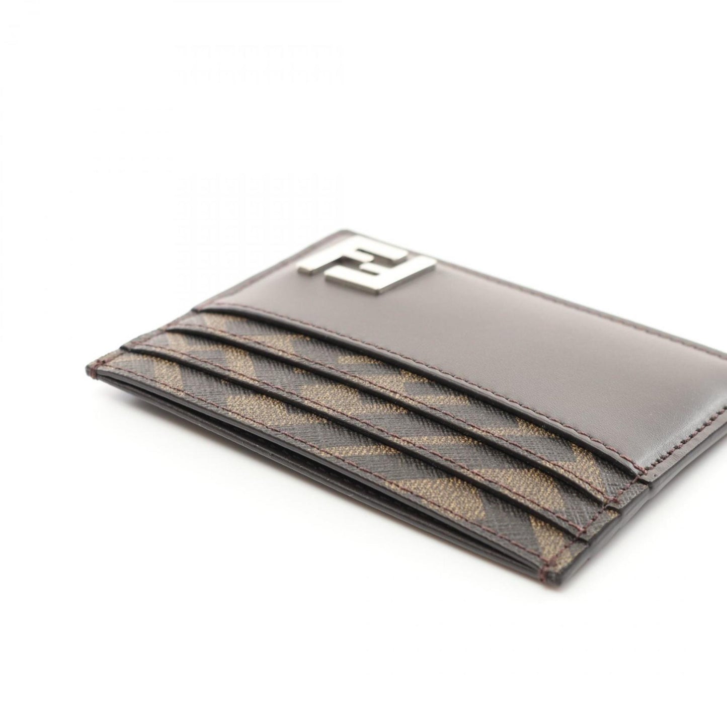 Fendi Ff Business Card Holder/Card Case Leather