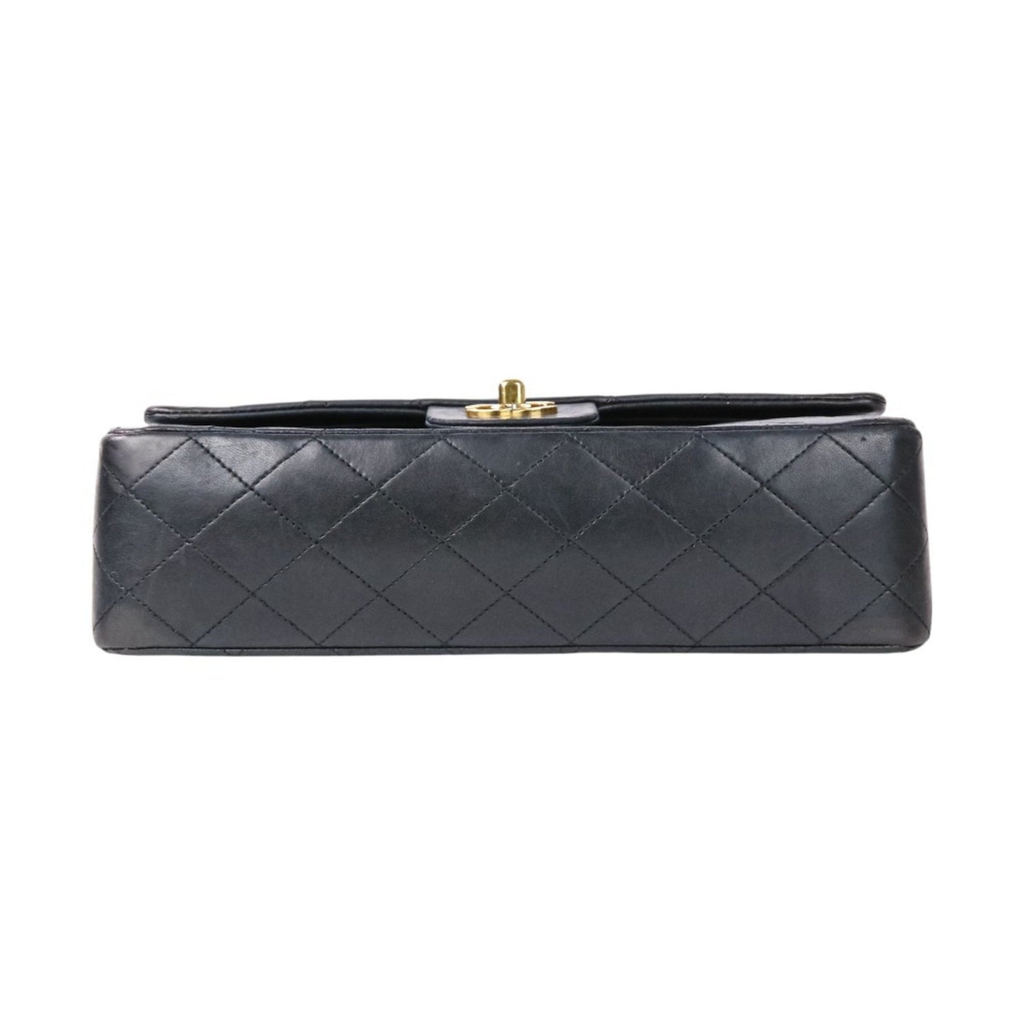 Chanel Chanel Matelasse 25 Double Flap Coco Mark Lambskin Quilted Shoulder Bag Black