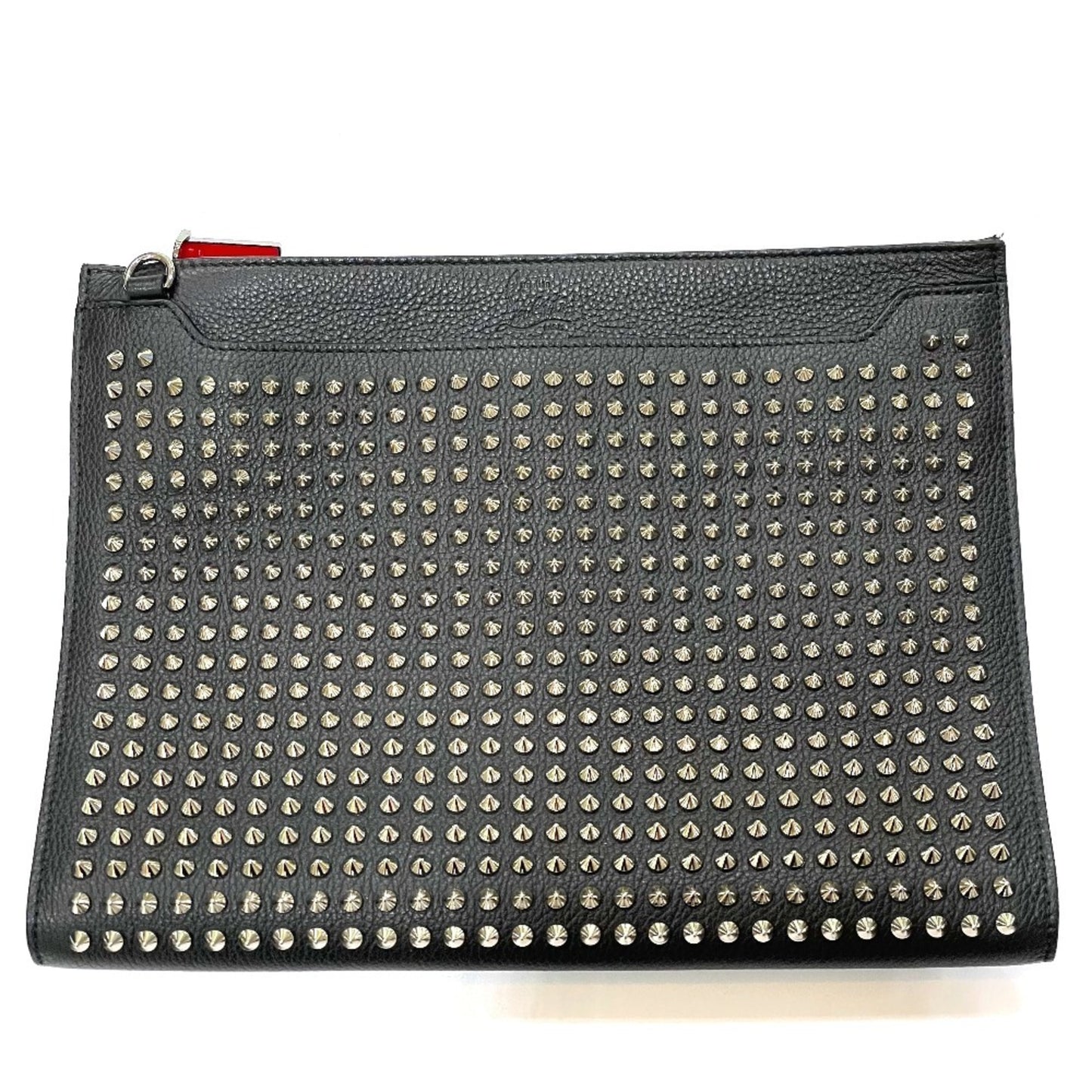 Christian Louboutin Spiked Studded Sky Pouch Clutch Bag In Black Leather