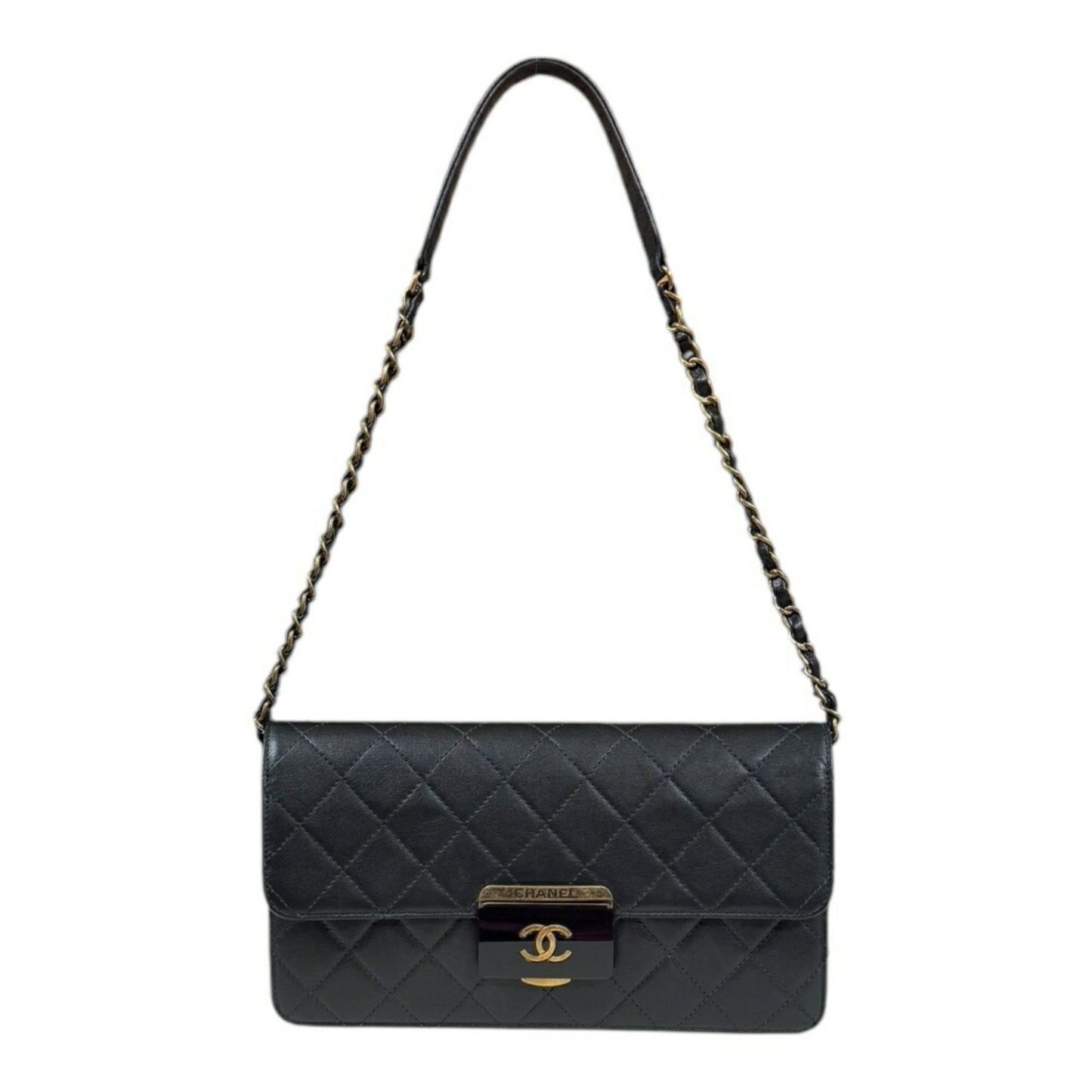 Chanel Matelasse Shoulder Bag Leather Black