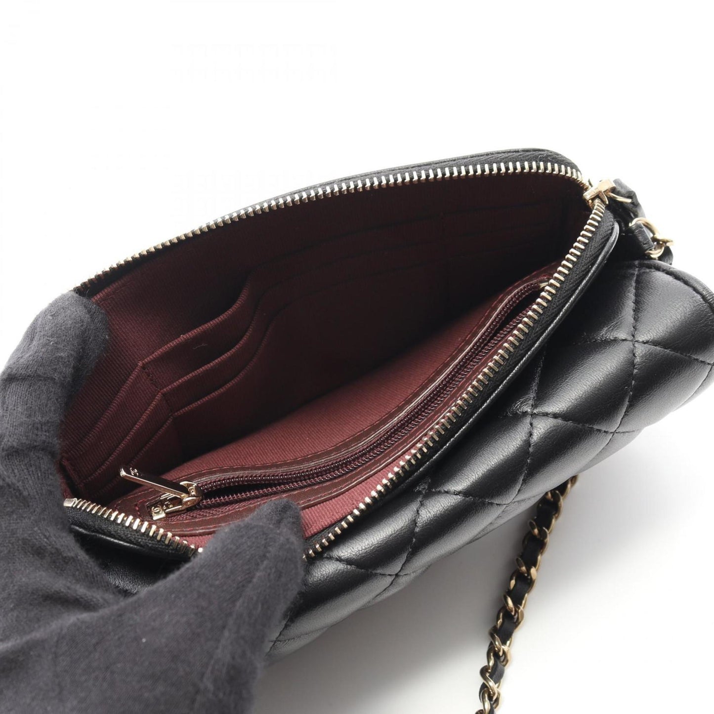 Chanel Matelasse Chain Phone Case Wallet Shoulder Bag In Lambskin Leather