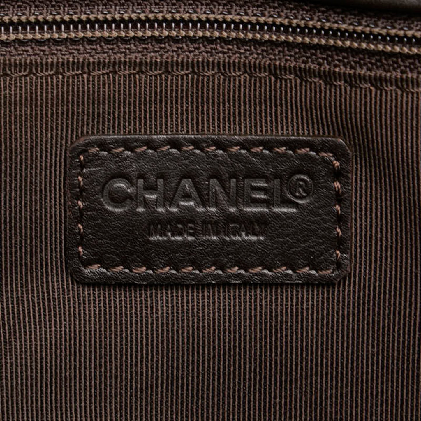 Chanel Coco Mark Tote Bag Handbag Brown Lambskin