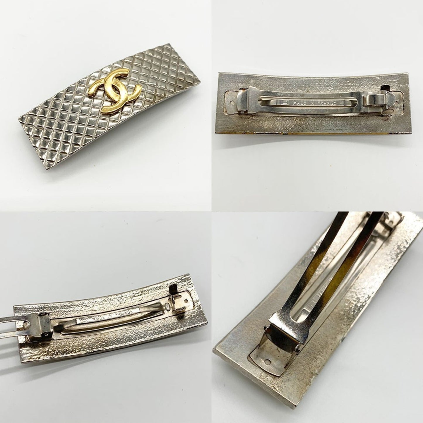 Chanel Barrette Matelasse Hair Silver Gold Coco Mark 98P Chanel