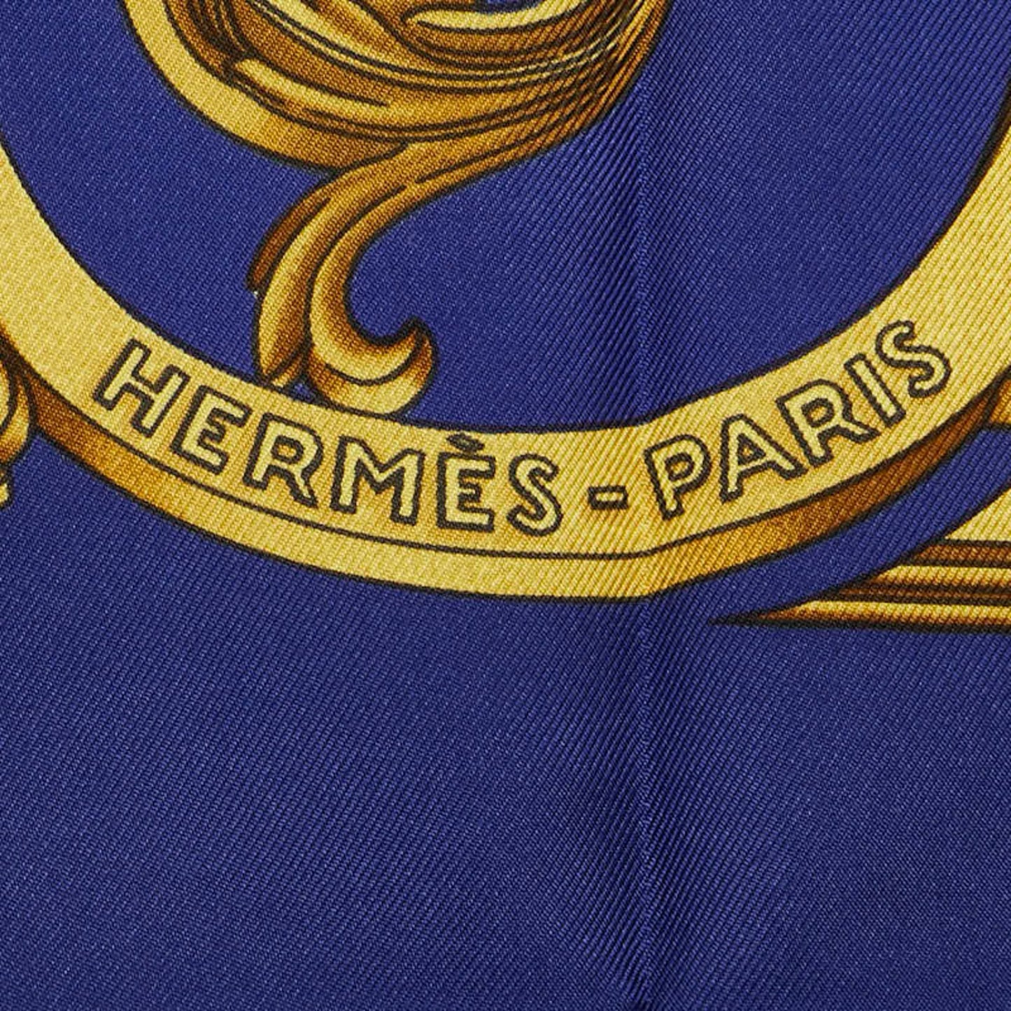 Hermes Carre 90 Les Tuileries Tuileries Park Scarf Muffler Navy White Silk